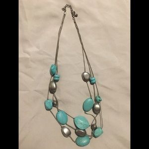 Double turquoise and sliver necklace
